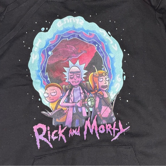 Hot Topic Rick and Morty Magic Portal Hoodie Black - Size Small - Picture 3 of 5